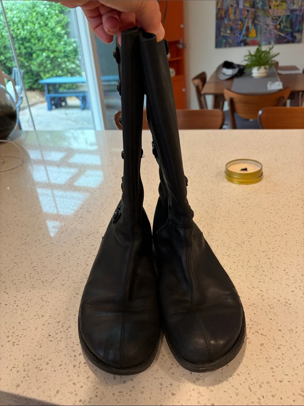 Merrell Black Leather Mid-Calf Button-Detail Boots